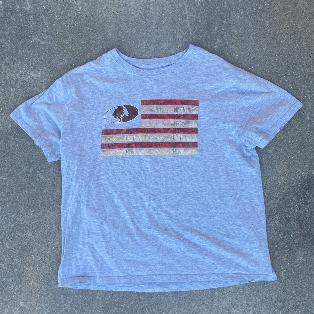 Grey Mossy Oak American Flag T-Shirt Mens Size 2xl